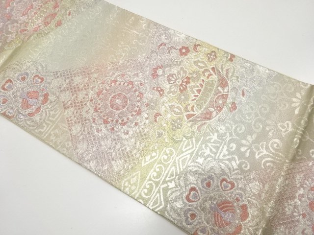 JAPANESE KIMONO / ANTIQUE FUKURO OBI / SILK / WOVEN FLOWER & BIRD